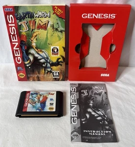 Earthworm Jim Sega Genesis (scatola di cartone) CIB - come nuovo! - Foto 1 di 8