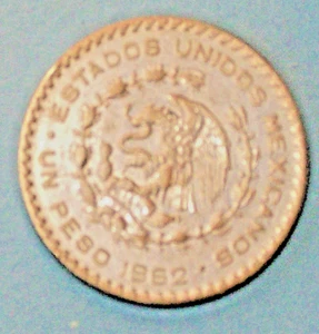 MEXICO( 1 ) COIN  1 PESO 1962 EXTRA FINE SILVER - Picture 1 of 2