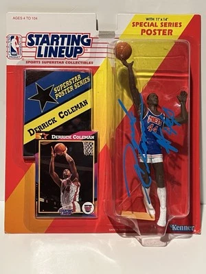 DERRICK COLEMAN 1992 Signed Autographed Auto Nets Starting Lineup SLU PSA COA - Image 1 of 3
