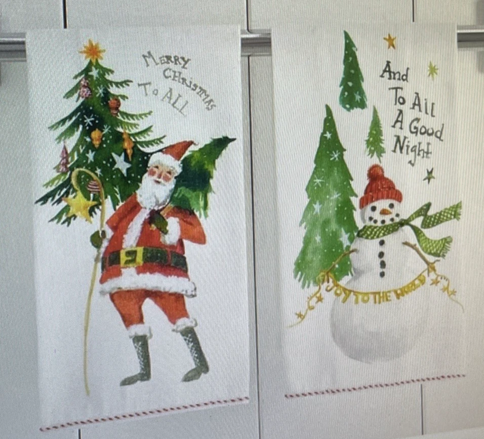 Juego de toallas Pottery Barn JOLLY SANTA para invitados de mano/2 muñecos de nieve de Navidad Country Foto 1 de 1