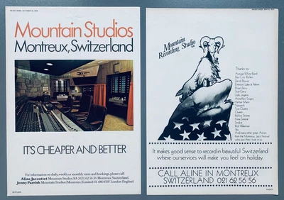 MOUNTAIN STUDIOS MONTREUX '79 POSTER ADVERT 2x QUEEN Freddie Mercury DAVID BOWIE - Image 1 of 3