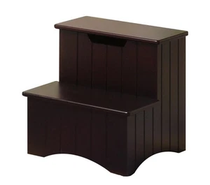 Kings Brand Furniture - Takoma Wood Bedroom Step Stool with Storage, Dark Cherry - Picture 1 of 5