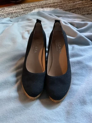 Viscata Barcelona Size 41 Canvas Espadrille Wedge Heels Navy - Image 1 of 4