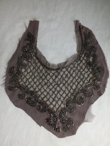 Vtg Dress iridescent charcoal Beaded Yoke bib Sew Design 20s-40s Redo Up-Cycle - Picture 1 of 7