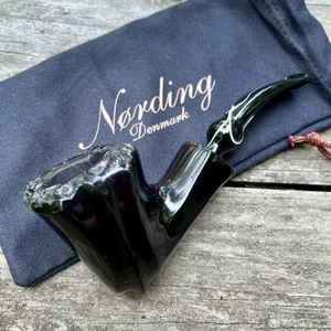 Erik Nording Black Smooth Freehand Briar Pipe Black Acrylic Swirl Stem - NEW - Picture 1 of 8