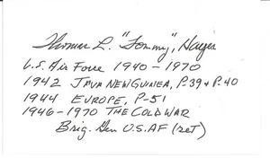 Thomas Hayes signierte Karteikarte WWII Ace O&E - Bild 1 von 1