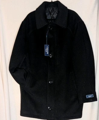 Chaps Men's Duane Wool Blend Coat Size 38R Black Zipper and Button Closure NWT - Image 1 of 4
