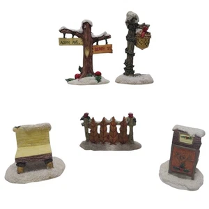 Silvestri Porcelana Otoño Navidad Pueblo Ciudad Accesorios Buzón Banco Cerca  - Imagen 1 de 12