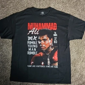 Muhammad Ali "Rumble Young Man Rumble" Black Size XL Short Sleeve Boxing Shirt - Picture 1 of 6