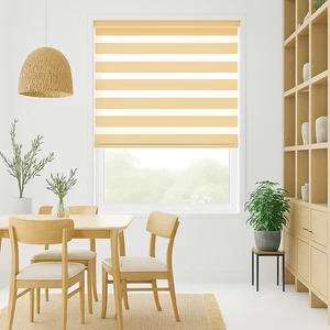 Day & Night Zebra Roller Blinds Natural Easy Fit Light Filtering Window Shades - Picture 1 of 3