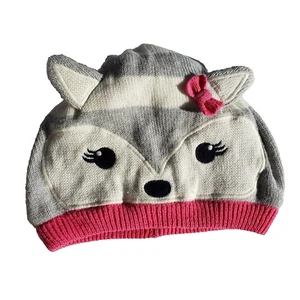 Mädchen Gymboree Mütze Größe Small Fair Isle Flurry Wolf grau Ohren - Bild 1 von 5