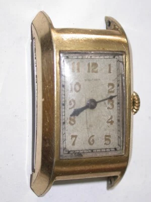 Vintage 1930 Waltham relógio de pulso estilo tanque 17j cheio de ouro peças superiores ou reparo - Imagem 1 de 4