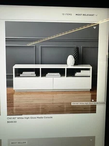 CB2 Chill 60" White High-Gloss Media Consoles - Picture 1 of 2