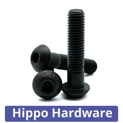 HIPPO HARDWARE M10 (10mm) Button Head Screws Black High Tensile 10.9 Hex Allen Socket Bolts