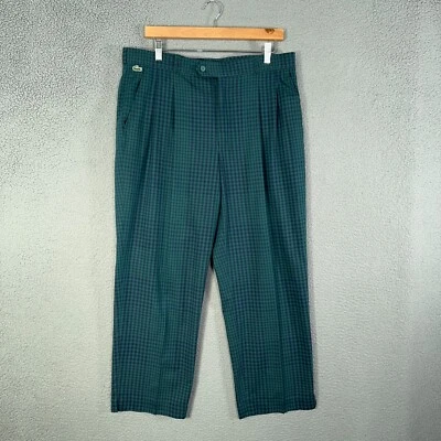 VTG Lacoste Pants 24 Mens Gingham Green Blue Golf trousers Made France 34X28 - Image 1 of 4