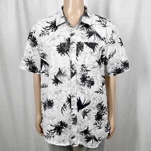 Vans Men's XL White/Black Palm Print Classic Fit Short Sleeve Button-Up Shirt - Picture 1 of 7