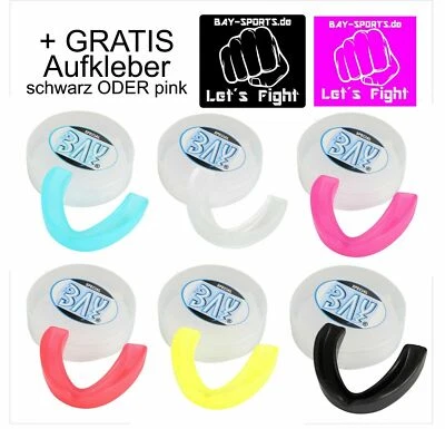 BAY® Zahnschutz +Box +AUFKLEBER Mundschutz Kampfsport Kickboxen Karate Krav Maga