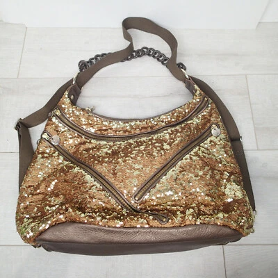 Bolso de Hombro ALEXIS HUDSON Cuero Lentejuelas Dorado, ARLINE, BRONCE METÁLICO, Foto 1 de 4