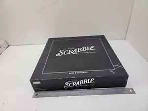 Scrabble Word Game Onyx Edition Rotating Gameboard Black Tiles Silver Print - Picture 1 of 14