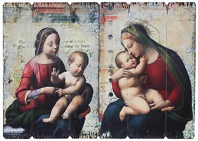 2x Icono Cuadro Madera Maria Con Jesús Impresión Estilo Antiguo Madonna • 112.90€