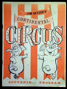Programa de recuerdos de circo continental de Jim Hetzer actos de elefantes de los años 60 - Imagen 1 de 2