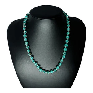 Murano Collar Cristal Verde Bronce 42 Cuentas 46cm Venecia Sommerso - Imagen 1 de 5