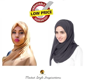 Sciarpa chiffon hijab alta qualità elegante scialle sarong avvolgente semplice maxi morbido - Foto 1 di 50