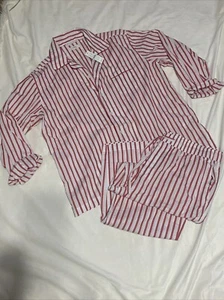 J. Crew Red / White Striped Pajama Set Size XL New 100% Cotton - Picture 1 of 6