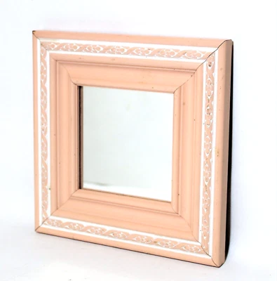 Espejo de pared rosa vintage marco de madera cuadrado de 7" Foto 1 de 4