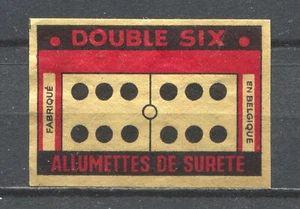 Double Six Safety Matches Made in Belgium Vintage Matchbox Label - Picture 1 of 1
