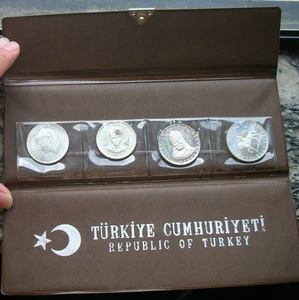 Turkey 1960-1972 Mint Pack Set of 4 Silver Coins,Proof - Picture 1 of 3