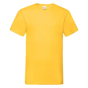 Fruit of the Loom Plain Cotton Short Sleeve V Vee Neck T-Shirt Tee shirt S-5XL - Picture 1 of 15