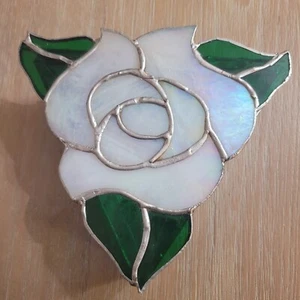 Vintage Stained Glass Leaded Jewelry Trinket Box Triangle Shaped, Mirror Bottom. - Picture 1 of 9