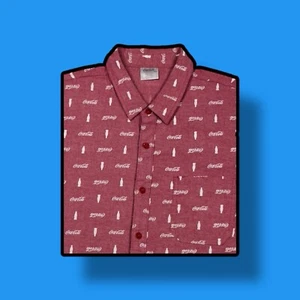 Vintage Coca-Cola Shirt Men XL Iconic Logo AOP Classic Pattern Red Button Up - Picture 1 of 12