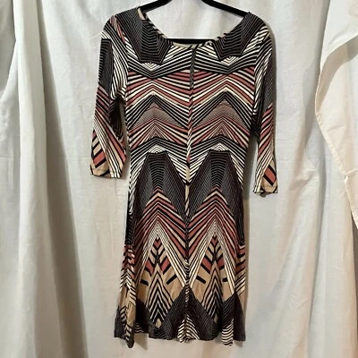 Tart Multicolored Striped 3/4 Sleeve Fit Flare Dress Size Small - Image 1 of 4