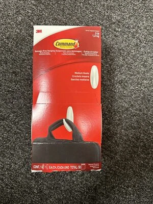 Ganchos medianos Command™ para colgar 3 libras sin daños caja completa total 50 un. Foto 1 de 2