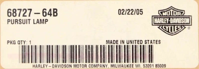Lámpara de búsqueda genuina Harley Davidson PN 68727-64B Foto 1 de 3