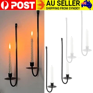 2 Pcs Candle Sconce Holder Mental Iron Hanging Wall Candle Holder L Shape - Picture 1 of 14