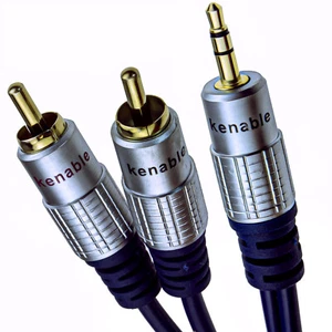 10m HQ Audio 3.5 Jack to 2 RCA Phono OFC Cable MP3 iPod - Afbeelding 1 van 4