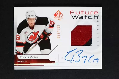 2006-07 UD SP Authentic Future Watch Limited Travis Zajac Jersey Auto RC #/100 - Image 1 of 3