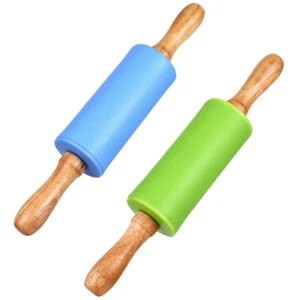 2PCS Silicone Rolling Pin Non-Stick Surface Mini Roller Rolling Stick Kitchen - Picture 1 of 11