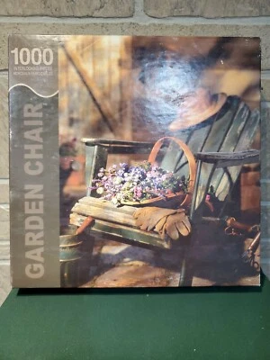 SPRINGBOK Garden Chair Jigsaw Puzzle 1000pcs. Gloves. Hat. Flowers  Bucket  - Image 1 of 4