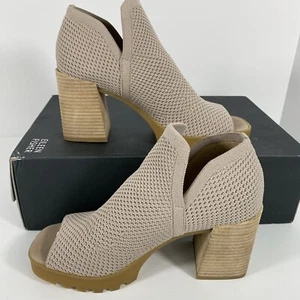 Eileen Fisher Collin Peep Toe Boot Womens Size 7.5 Heel Chunky Open Toe Blush - Picture 1 of 9