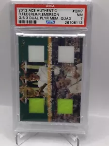 2012 Ace Authentic G/S Player Mem Quad #QM7 Federer/Emerson PSA 7 - Picture 1 of 2