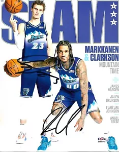 LAURI MARKKANEN & JORDAN CLARKSON signed UTAH JAZZ 8X10 photo w/COA PSA AN69793 - Picture 1 of 1