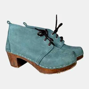 Sandgrens Chukka High Heel Clog Schnürung Nubuk Made in Sweden Holzabsatz Gr. 38 - Bild 1 von 12