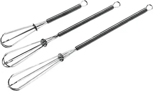 Classic Mini Stainless Steel Whisk Set 5.5 7 And 9 Inch 3 Piece Set Chrome - Picture 1 of 2