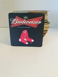 Lot Of 49 Budweiser Red Sox Baseball Beer Coasters 4” Square - Picture 1 of 2