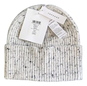 TOPSHOP Boys Mens Grey Marl Thick Knit Elasticated One Size Neppy Beanie Hat - Picture 1 of 3