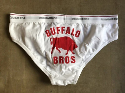 DSQUARED 2 РЕДКАЯ ЭЛАСТИЧНОЙ БЕЛЫЙ ХЛОПОК ПОДПИСЬ BUFFALO BROS КОРОТКОЕ НИЖНЕЕ БЕЛЬЕ L - Изображение 1 из 4